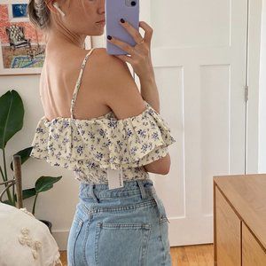XS Reformation Off-the-Shoulder Floral Top